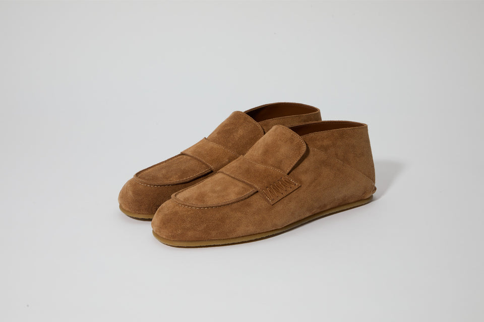 Moccasin Loafer Brown Italian Suede Leather